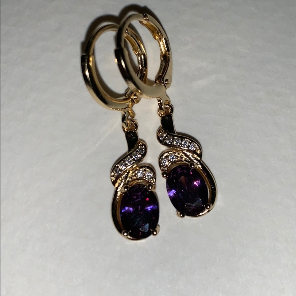February Birthstone Amethyst/diamond earrings NWOT